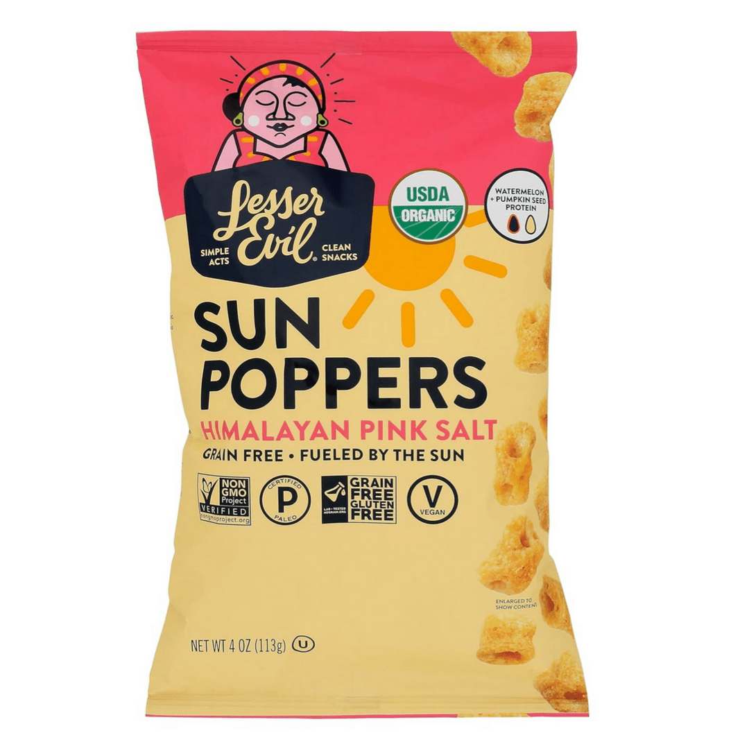 Lesser Evil Organic Himalayan Pink Salt Vegan Sun Poppers 113gm