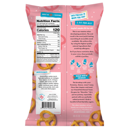 Fitjoy Vegan White Cheddar Grain Free Pretzels 127gm