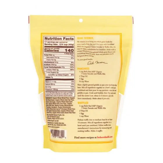 Bob's Red Mill Organic 7 Grain Pancake & Waffle Mix, Whole Grain 680gm