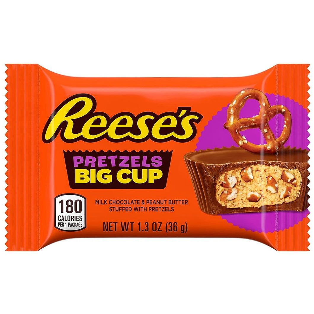 Reese’s Big Cup Stuffed with Pretzels Milk Chocolate Peanut Butter Cups Candy, Gluten Free, 36g